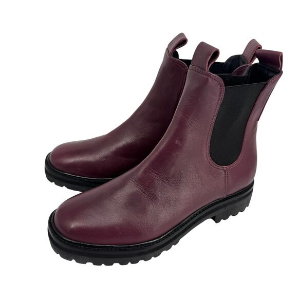 Everlane The Lug Sole Chealsea Boot Burgundy Leather‎ Size 10 - Picture 6 of 13